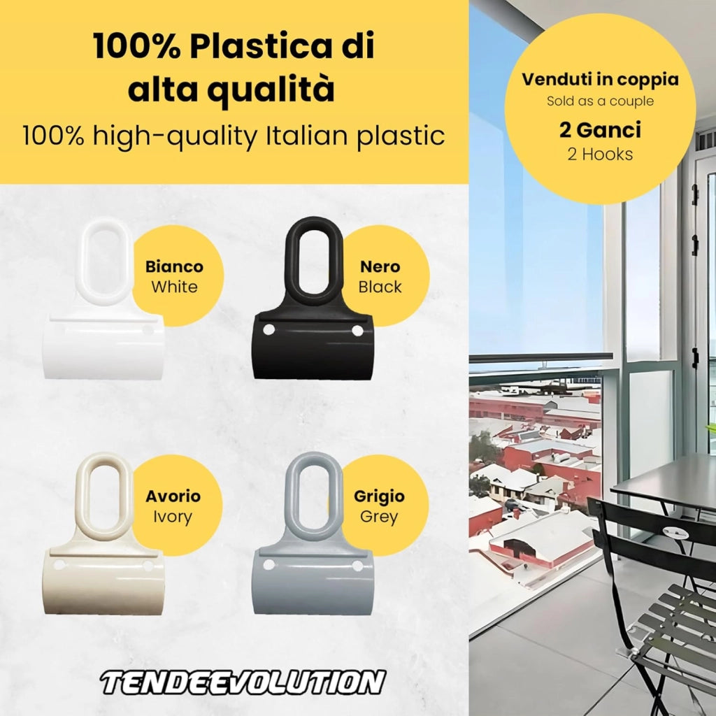 Gancio per Tenda da Sole in Pvc - Occhiello Per Tenda A Caduta Mod. Paletta Colore Avorio