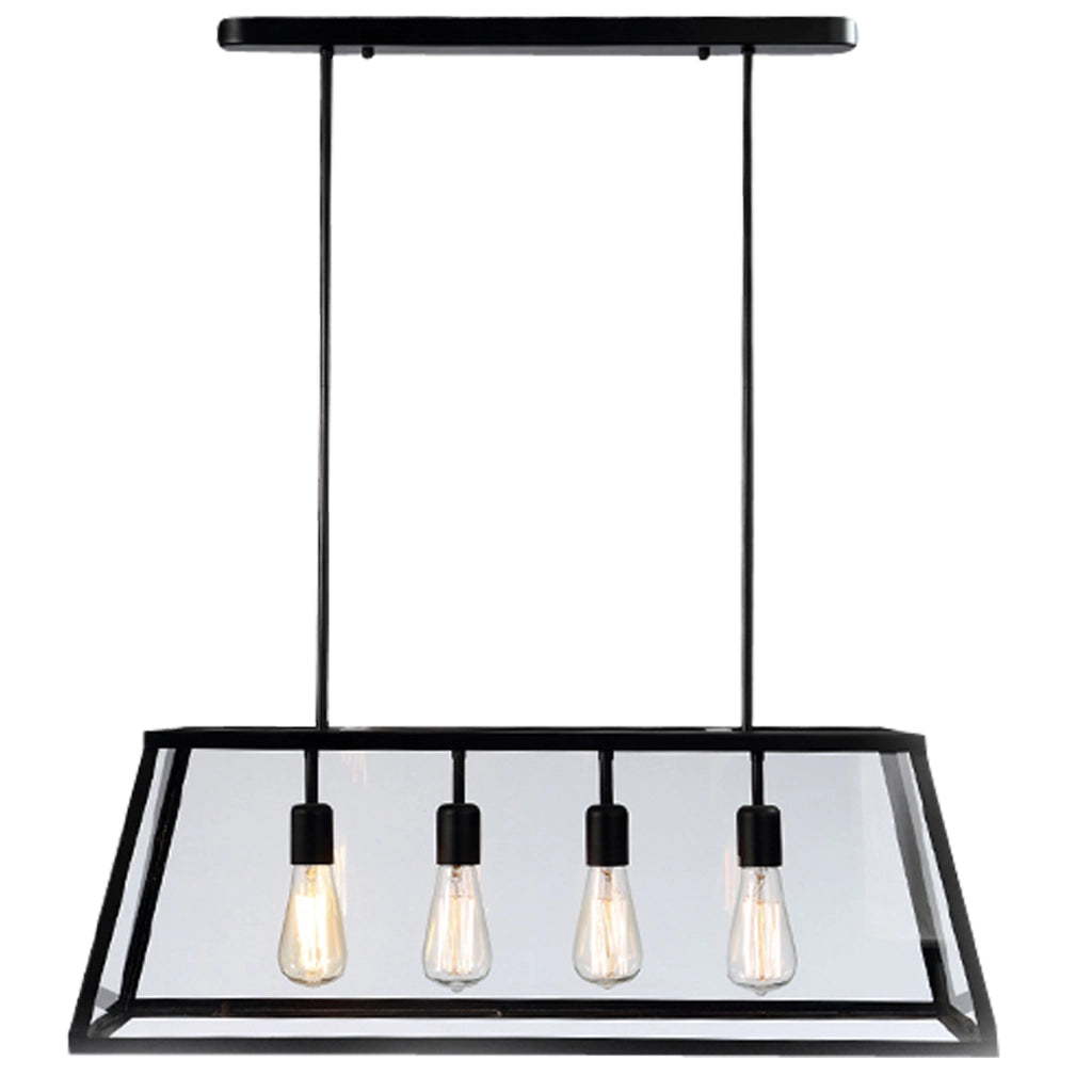 Lampadario Finland nero 4xE27 vetro alluminio Polux