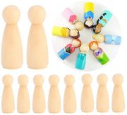 Figurine in Legno - Giochi per Bambini - Attività Creativa - 75 mm - Pupazzi in Legno - Adatti ai Bambini - 10 Pezzi