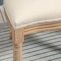 Set 2 Sedie per Soggiorno in Stile Vintage con Schienale Traforato, in Legno e Tessuto, 49x56x96cm, Bianco Crema