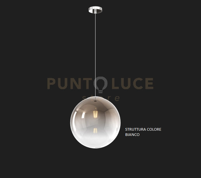 SOSPENSIONE BIANCO 1 LUCE VETRO GRANDE BRONZO 1194BI-S30-BR