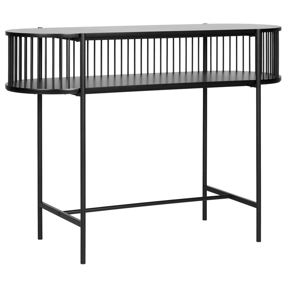 Consolle Moderna con 1 Ripiano e Schienale a Doghe 120 x 42 cm Nera stile moderno