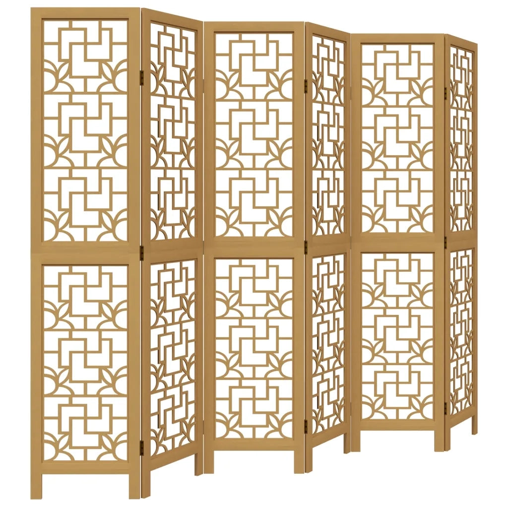 Divisorio Ambienti | Divider per stanze | Paravento 6 Pannelli Marrone Legno Massello Paulownia