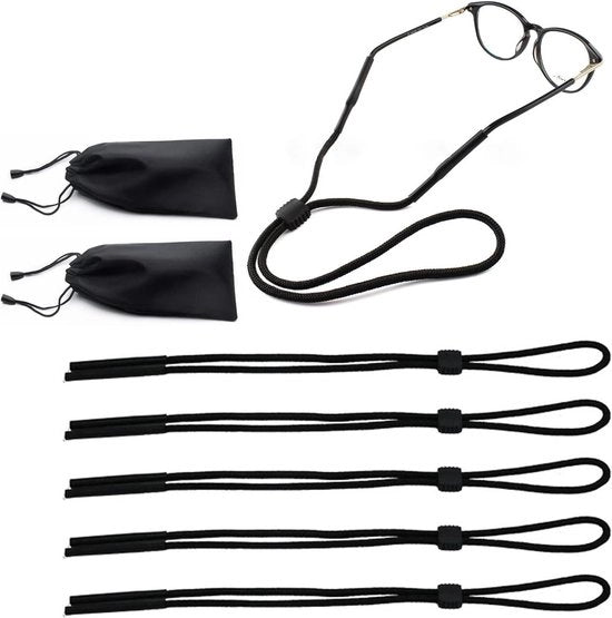 5 set di cerchioni sportivi regolabili per occhiali - cinghia morbida per occhiali con tasche di stoccaggio