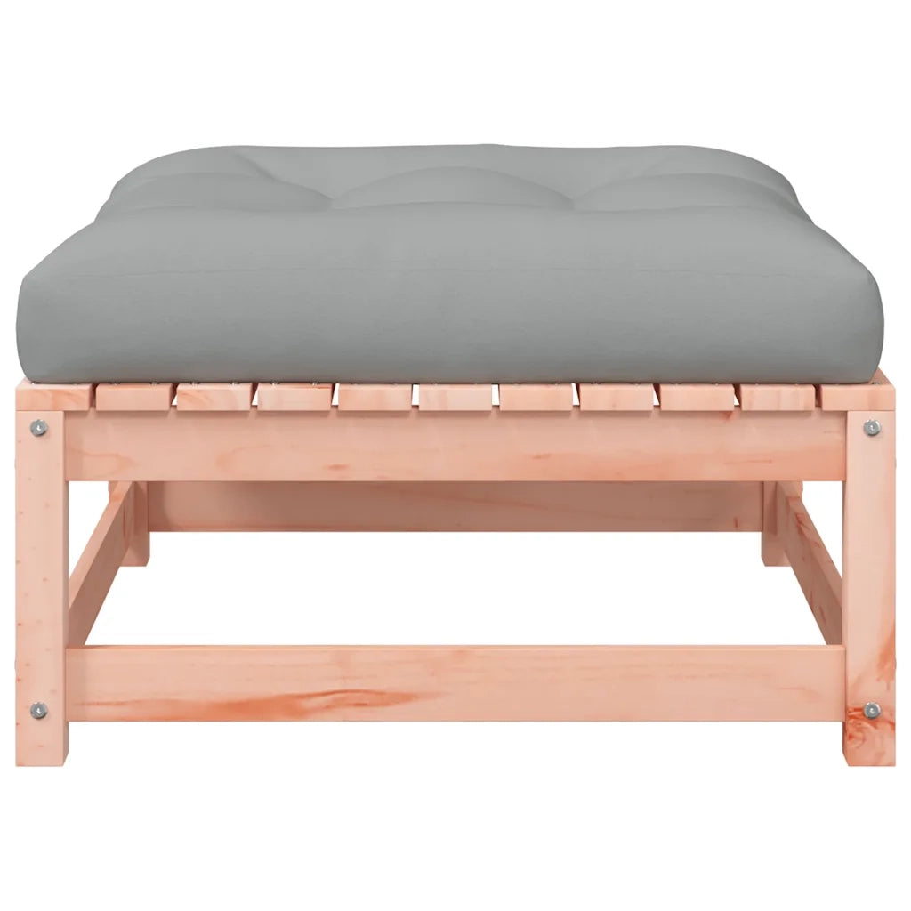 Sedia da giardino-Poggiapiedi Giardino con Cuscini 2 pz Legno Massello di Douglas