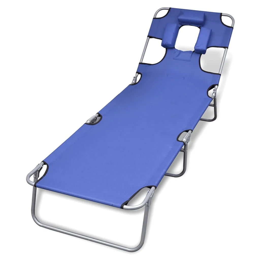 Lettino prendisole sedia a sdraio lettino prendisole letto da giardino mobili da esterno per patio con poggiatesta acciaio verniciato a polvere blu 02_0012440