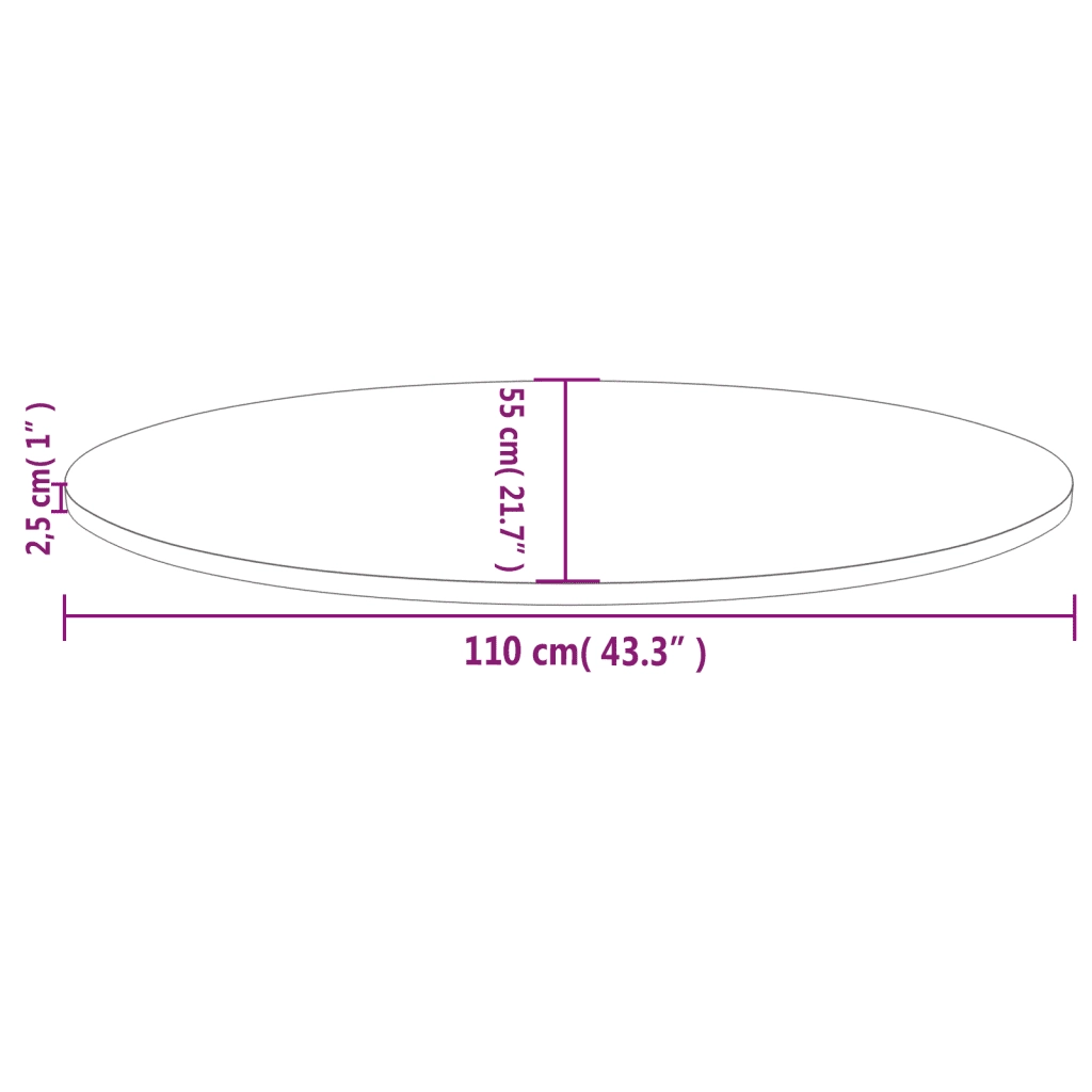 vidaXL Piano Tavolo Bianco 110x55x2,5 cm Legno Massello di Pino Ovale