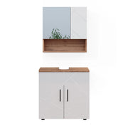 Vicco Set di mobili da bagno Bianco lucido/oro power oak 2 parti, mobile base 60 cm