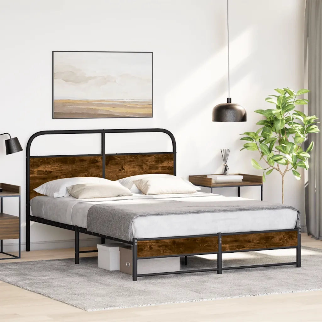 vidaXL Giroletto senza Materasso Rovere Fumo 120x190 cm in Truciolato