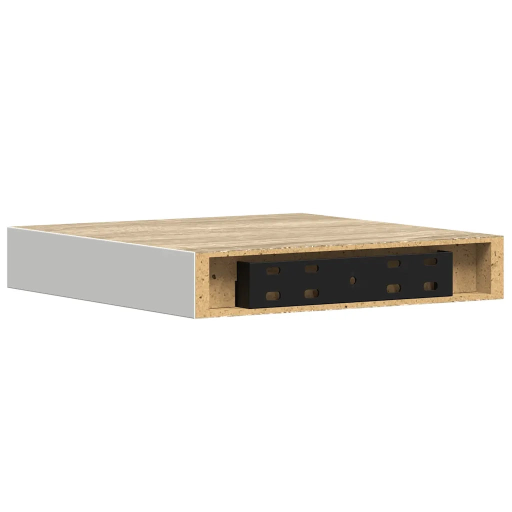 Scaffale a Parete Rovere e Bianco 23x23,5x3,8 cm in MDF 326567