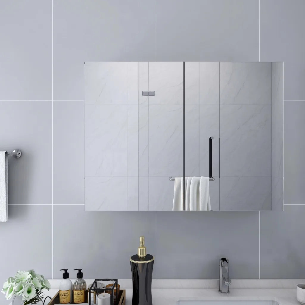 vidaXL Armadietto a Specchio Bianco 80x15x60 cm in MDF