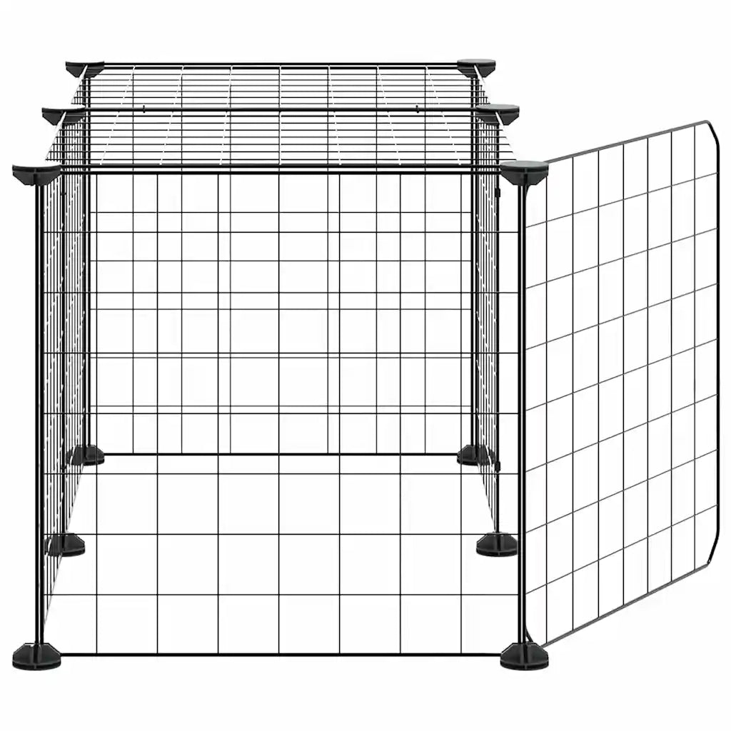 Gabbia per Animali 8 Pannelli con Porta Nero 35x35 cm Acciaio 3114050
