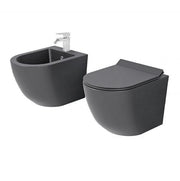 New Bent Grey set coppia sanitari sospesi rimless senza brida , GRIGIO OPACO , coprovaso soft close incluso