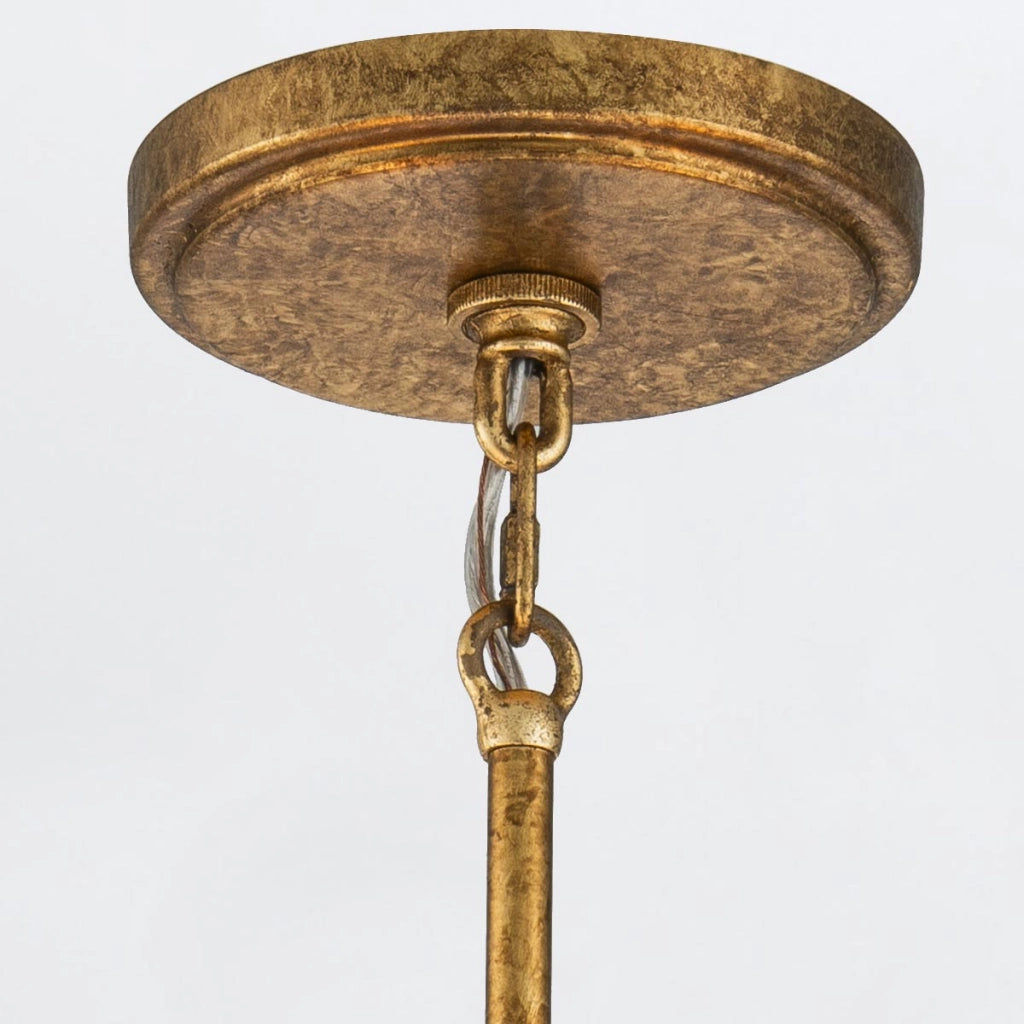 Lampadario Art Déco oro Ø106 opale 5xE27 Elstead Kristy