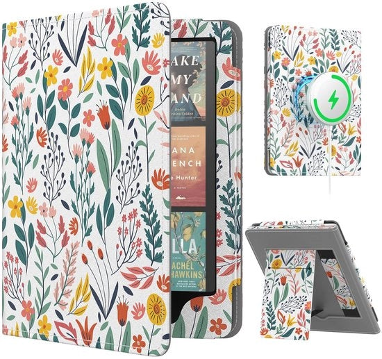 Cassa magnetica per Kindle Paperwhite Signature Edition con stampa di fiori