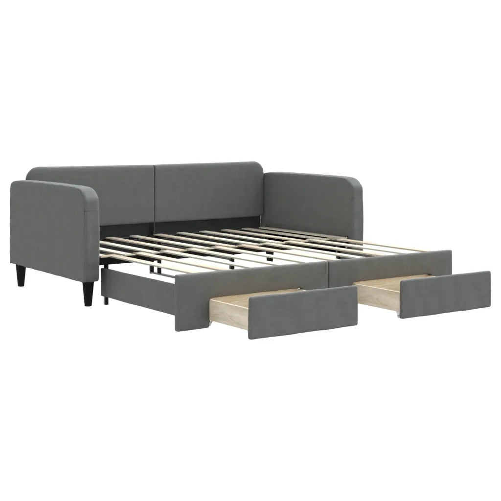 Divano letto | Sof¨¤ letto | Letto singolo Estraibile Cassetti Grigio Scuro 90x190cm Tessuto