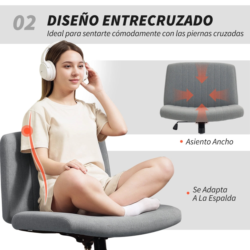 Sedia da Ufficio Girevole ¨C Xylo ¨C Seduta Larga Regolabile Senza Braccioli Grigio