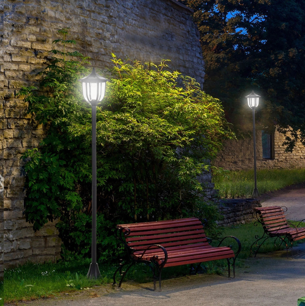 Lanterna solare da esterno ULEVR con 6 LED effetto fiamma bianco freddo, IP44, nera