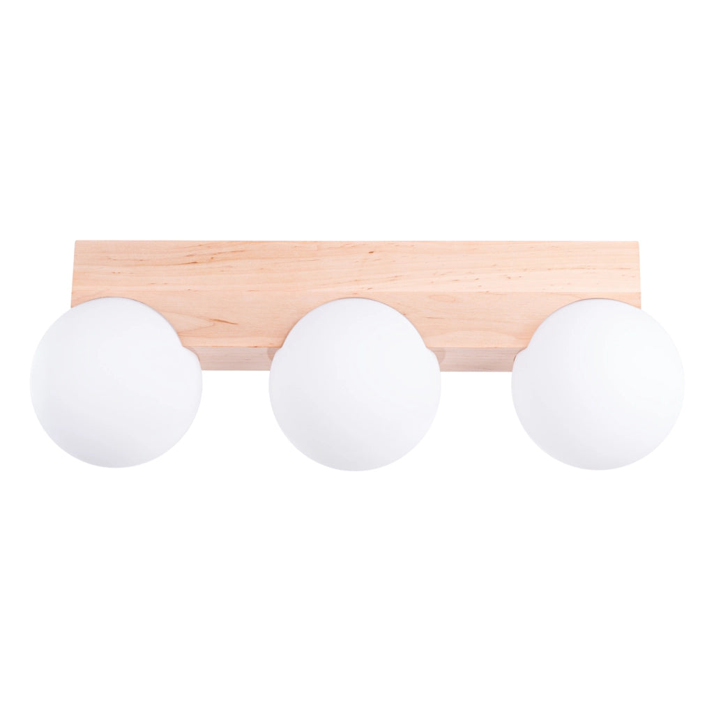 Lampada a sospensione BULBO Peach Puff a 3 luci in legno e vetro, design moderno