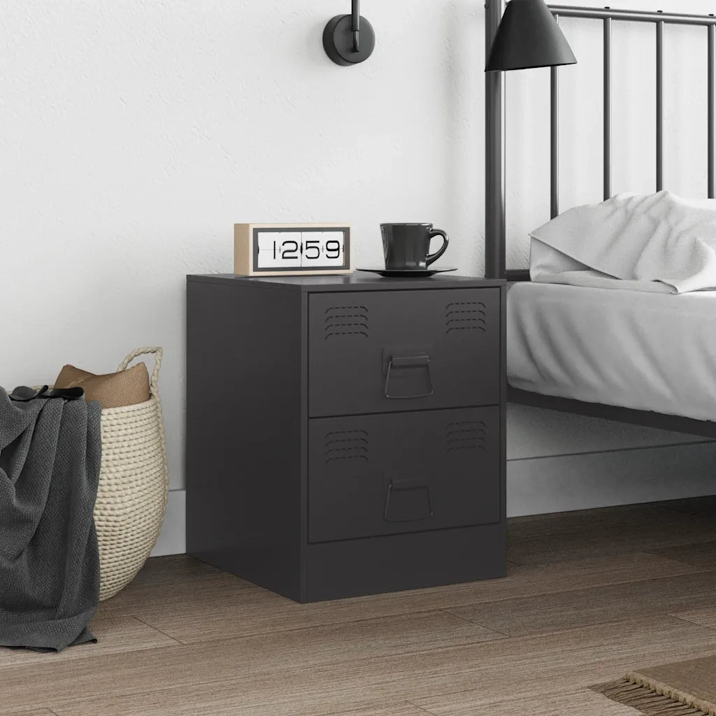 Comodino Nero 34,5x39x44 cm in Acciaio 841619