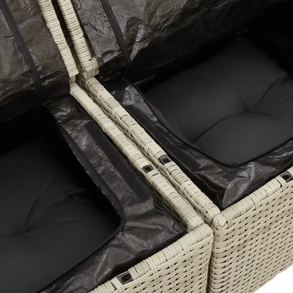 Divano da Giardino con Cuscini 2 Posti-Sofa da giardino Grigio Chiaro Polyrattan 338620