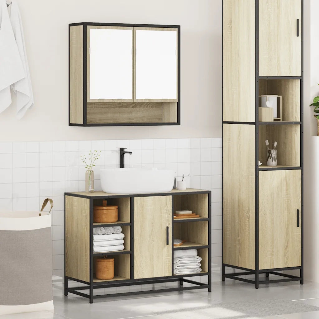 Set Mobili da Bagno 2 pz Rovere Sonoma in Legno Multistrato 3300941