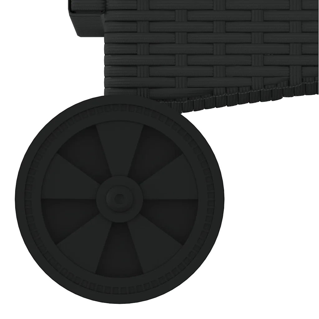 Lettino prendisole con ruote e Cuscino in Polyrattan Nero 368316