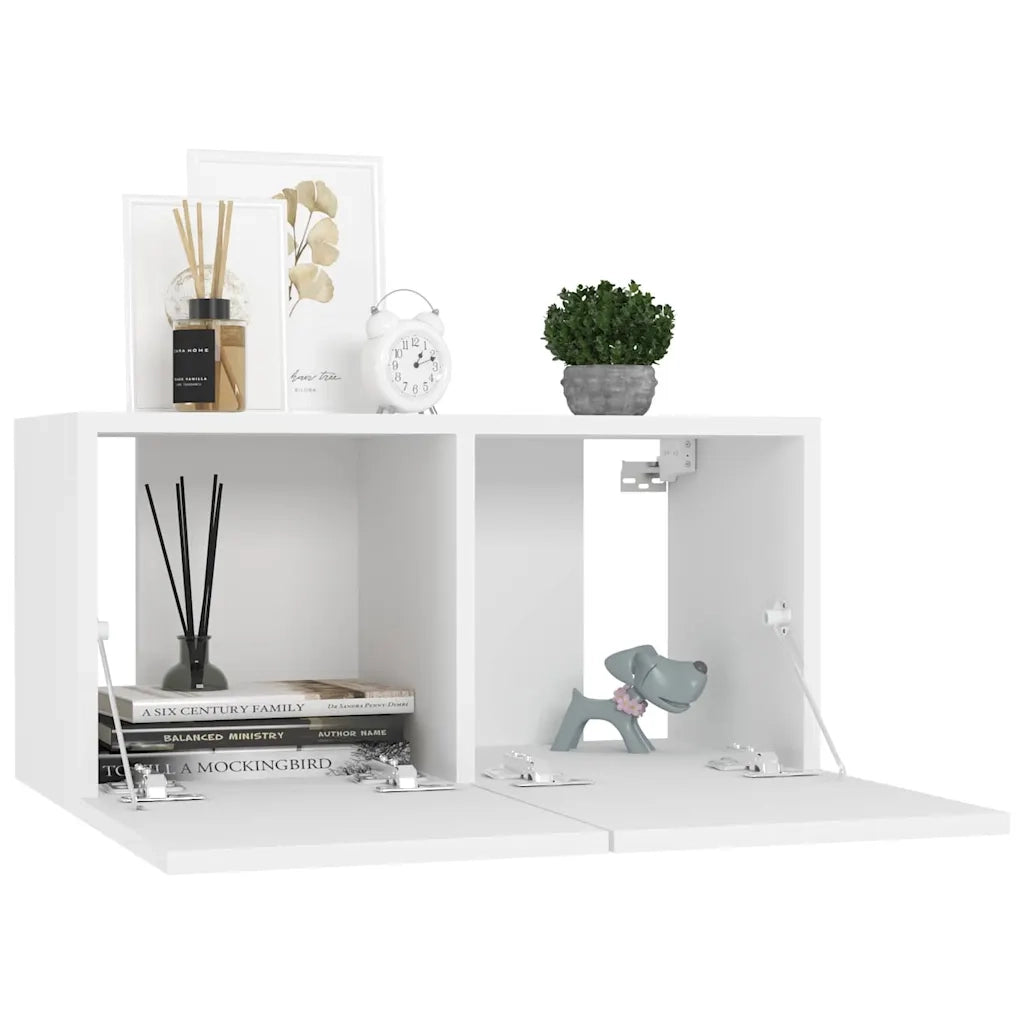 Mobili Porta TV Pensili 3pz | Armadietto TV | Mobile Porta TV Bianchi 60x30x30 cm