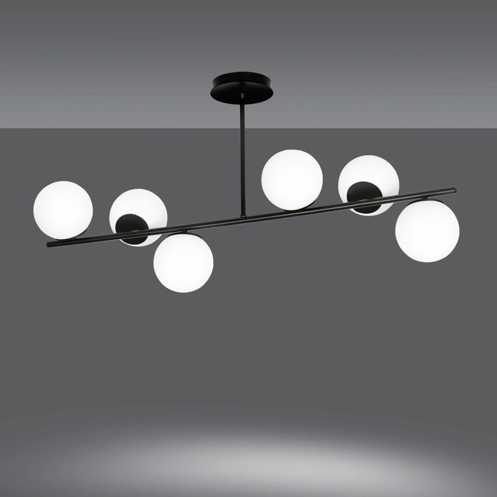 Lampadario Emibig BIOR 6xE14 nero con vetro bianco