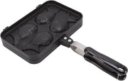 Panna per Taiyaki a forma di Tondo in Alluminio di Alta Qualità, 4 Trays, Non Stick, Cottura a Doppia Faccia con Manico Antiscivolo e Protezione contro Bruciature
