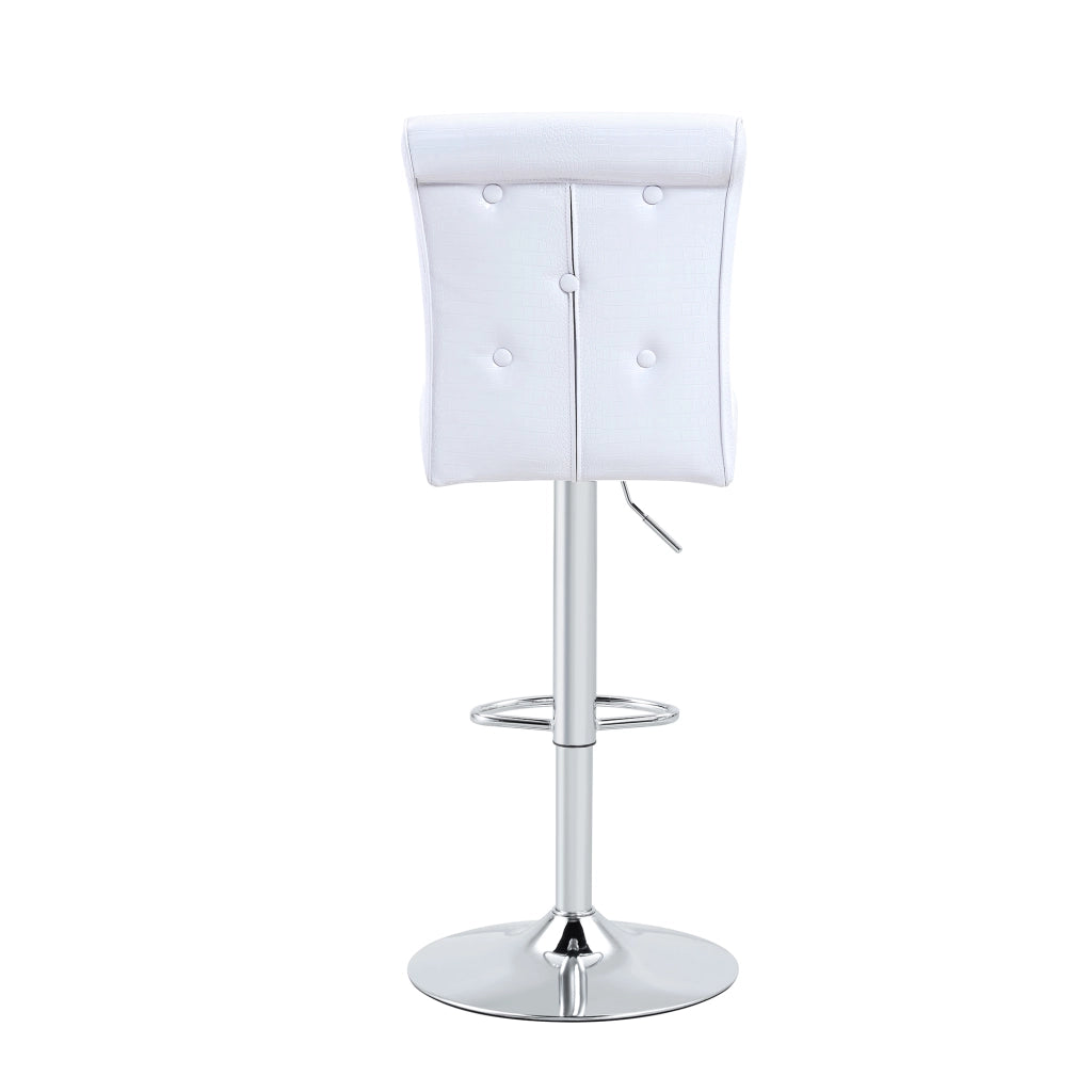 Sedie da sala da pranzo set da 4 con design effetto coccodrillo, dettagli in cristallo e seduta imbottita, in PVC bianco
