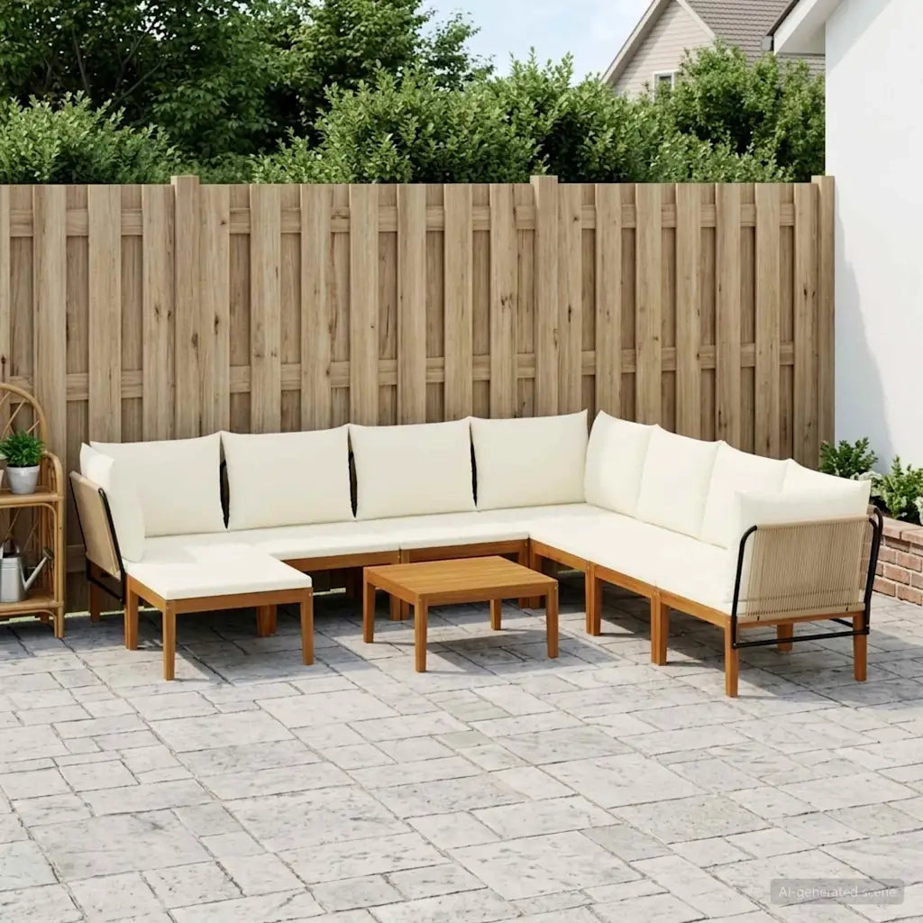 9 pcs Legno massiccio di acacia e corda Naturale 3407783