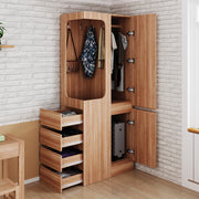 Armadio con 1 porta, 4 cassetti e vano appendiabiti aperto, per camera da letto, in legno, naturale 70 × 40 × 170 cm