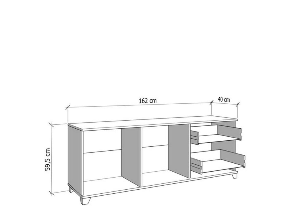Isera, Mobile Porta tv 2 Cassetti, 162x40x59.5h cm Bianco