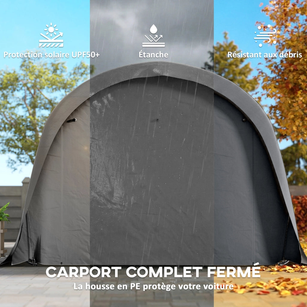 Tenda da garage per auto 3.6x7.2 m con pareti laterali rimovibili ¨C zephmum ¨C grigio scuro