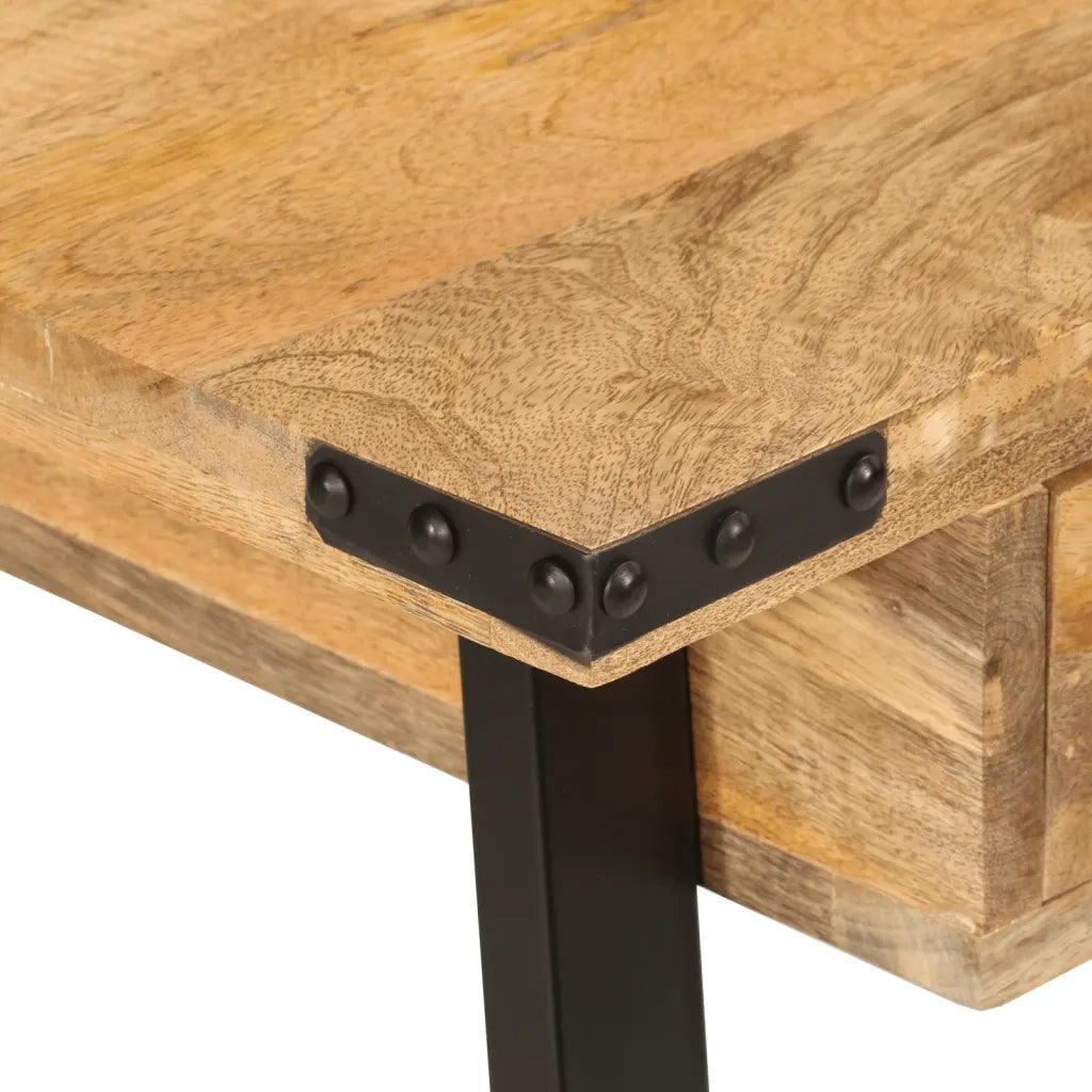 Scrivania | Tavolo da Ufficio con Cassetti 105x55x70 cm Legno Massello Mango Ferro