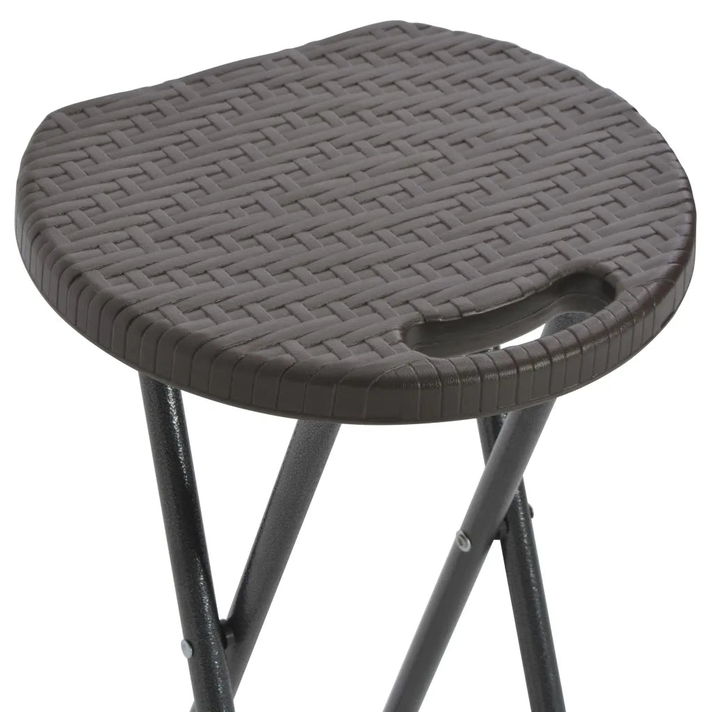 Sgabelli da Bar Pieghevoli 2 pz HDPE e Acciaio Marroni Rattan 44559