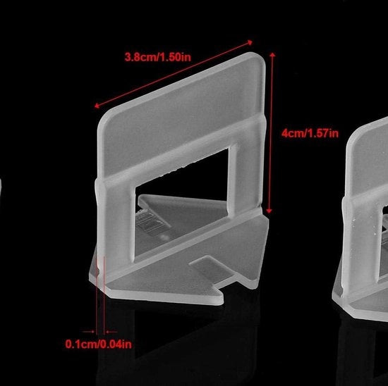 Sistema di livellamento ceramico per pavimento e parete - 100 pezzi/set - Clip per livellamento - Spaziatori per tegole - Strumento per la posa di piastrelle - 1,0 mm.