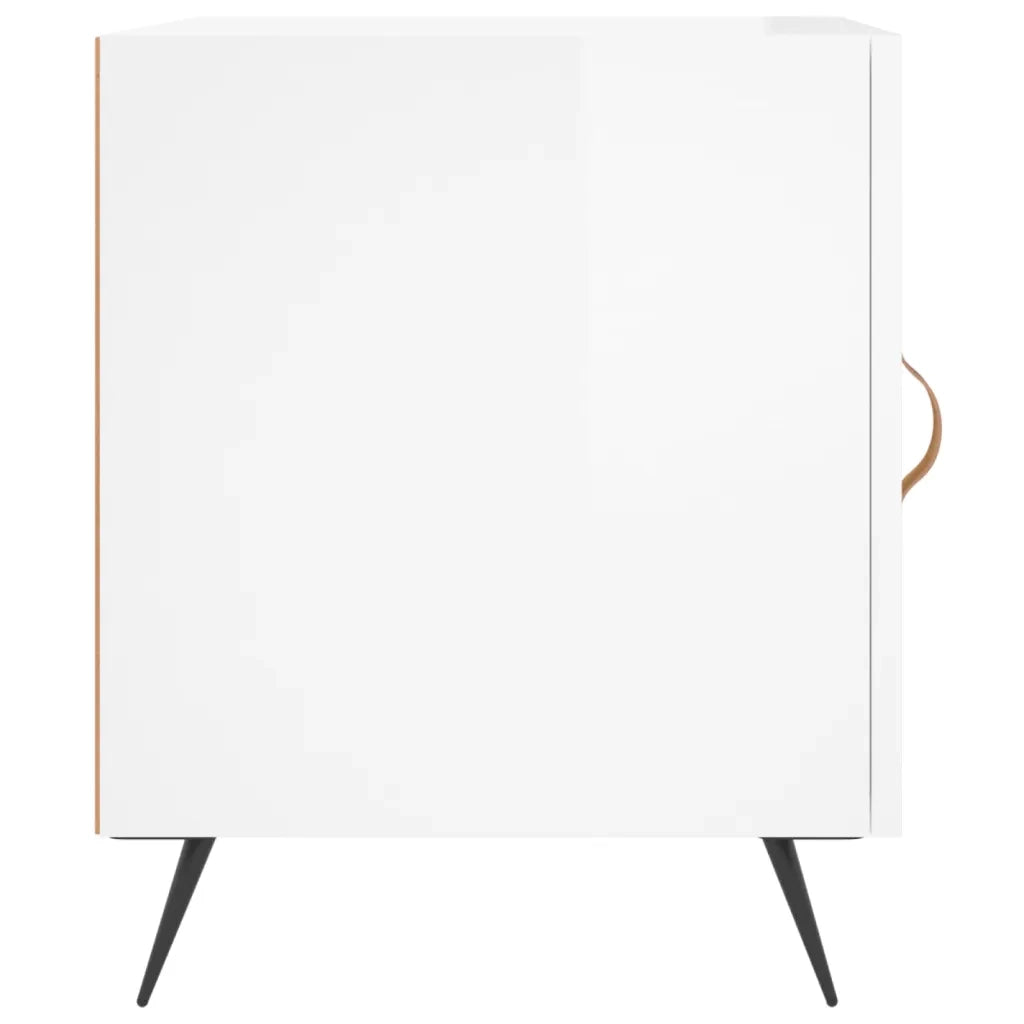 Comodini 2 pz Bianco Lucido 40x40x50 cm in Legno Multistrato 827505