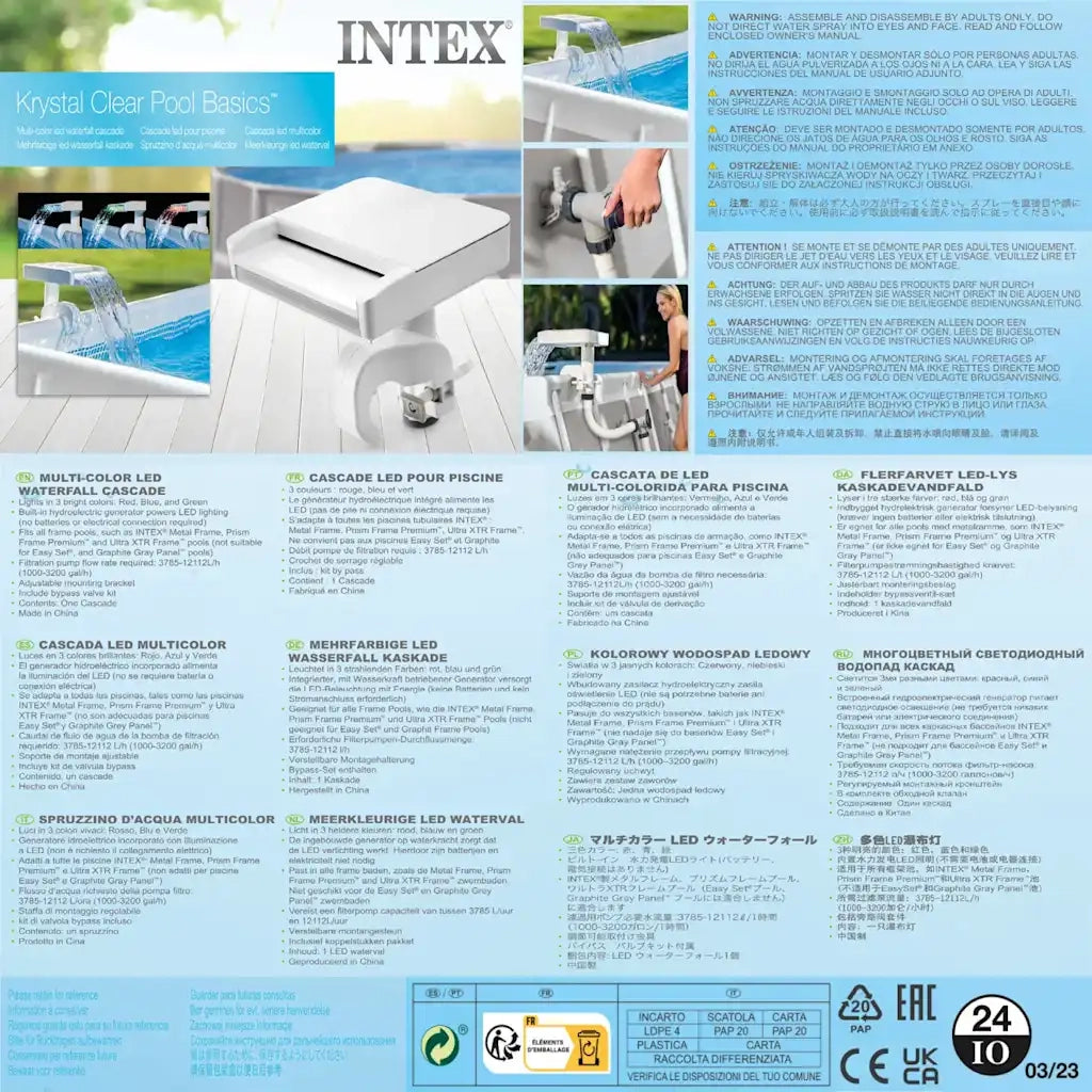INTEX Fontana con Luce LED da Piscina Multicolore 28090 3202793