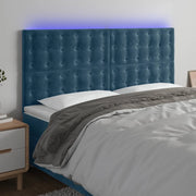 Testiera a LED-Testata con LED Blu Scuro 200x5x118/128 cm in Velluto 273875