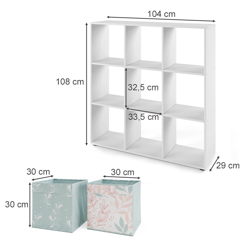 Vicco Scaffale Bianco 104 x 108 cm con 4 scatole pieghevoli opt.1