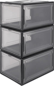 Scatola per scarpe stivale 3 in 1 - Organizzatore trasparente per scarpe - Conservazione spaziale per scarpe fino a misura 48 - 37 x 26 x 20 cm - Nero