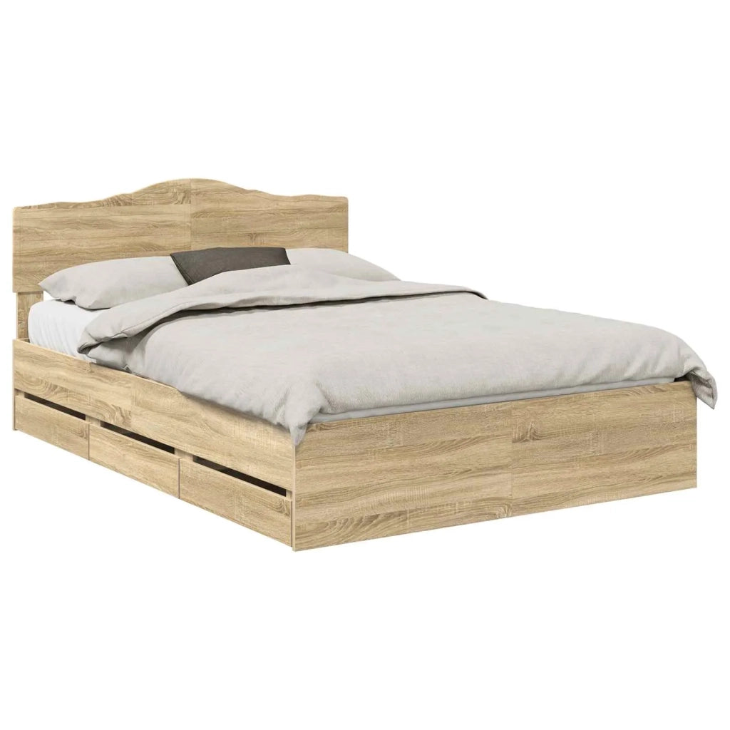 Struttura del letto con cassetto Rovere Sonoma 140 x 190 cm 3413007