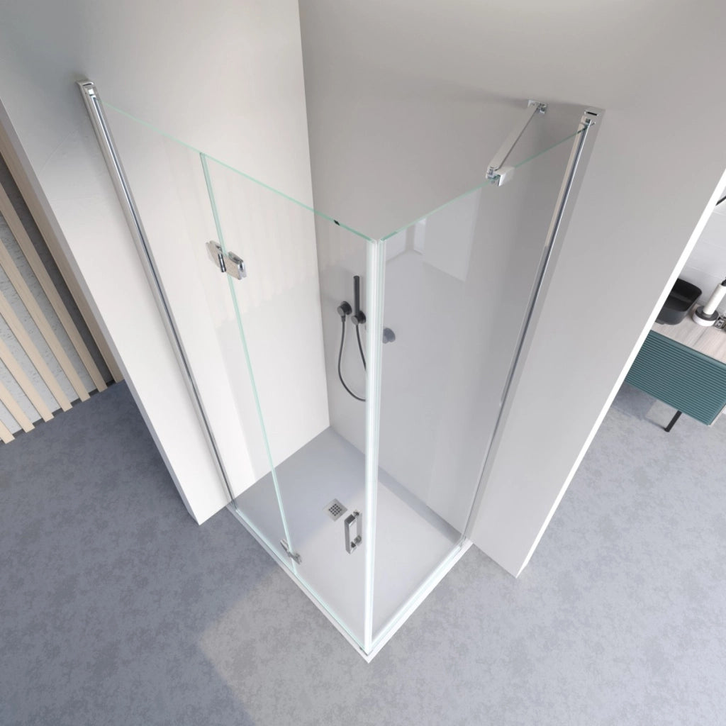 Porta doccia 2 lati porta pieghevole e lato fisso h195cm 6mm rea, misura 70x70