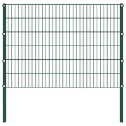 Pannello di recinzione con pali in ferro 1385x120 cm verde 278668