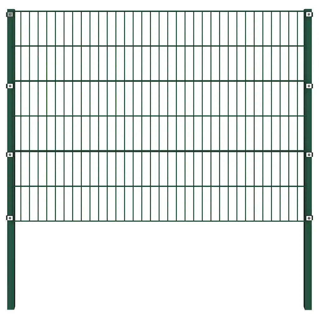 Pannello di recinzione con pali in ferro 1385x120 cm verde 278668
