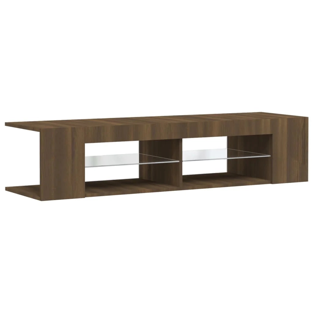 Mobile TV multimediale mensola TV credenza mobile TV per sala da pranzo soggiorno camera da letto con luci LED rovere 135 x 39 x 30 cm marrone 02_0026671