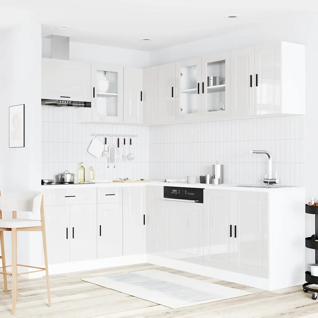 Set Mobili da Cucina 11 pz Porto Bianchi Lucido in Truciolato