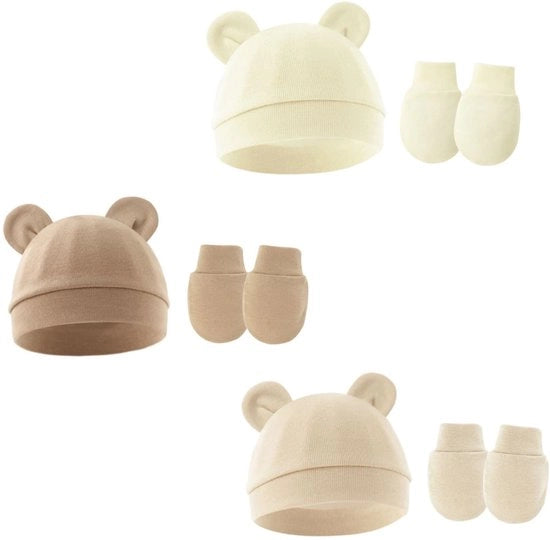 Set di 3 Copricapo per Bambini - 0-6 mesi - Cotone Sovraccosto - Respirante e Comodo